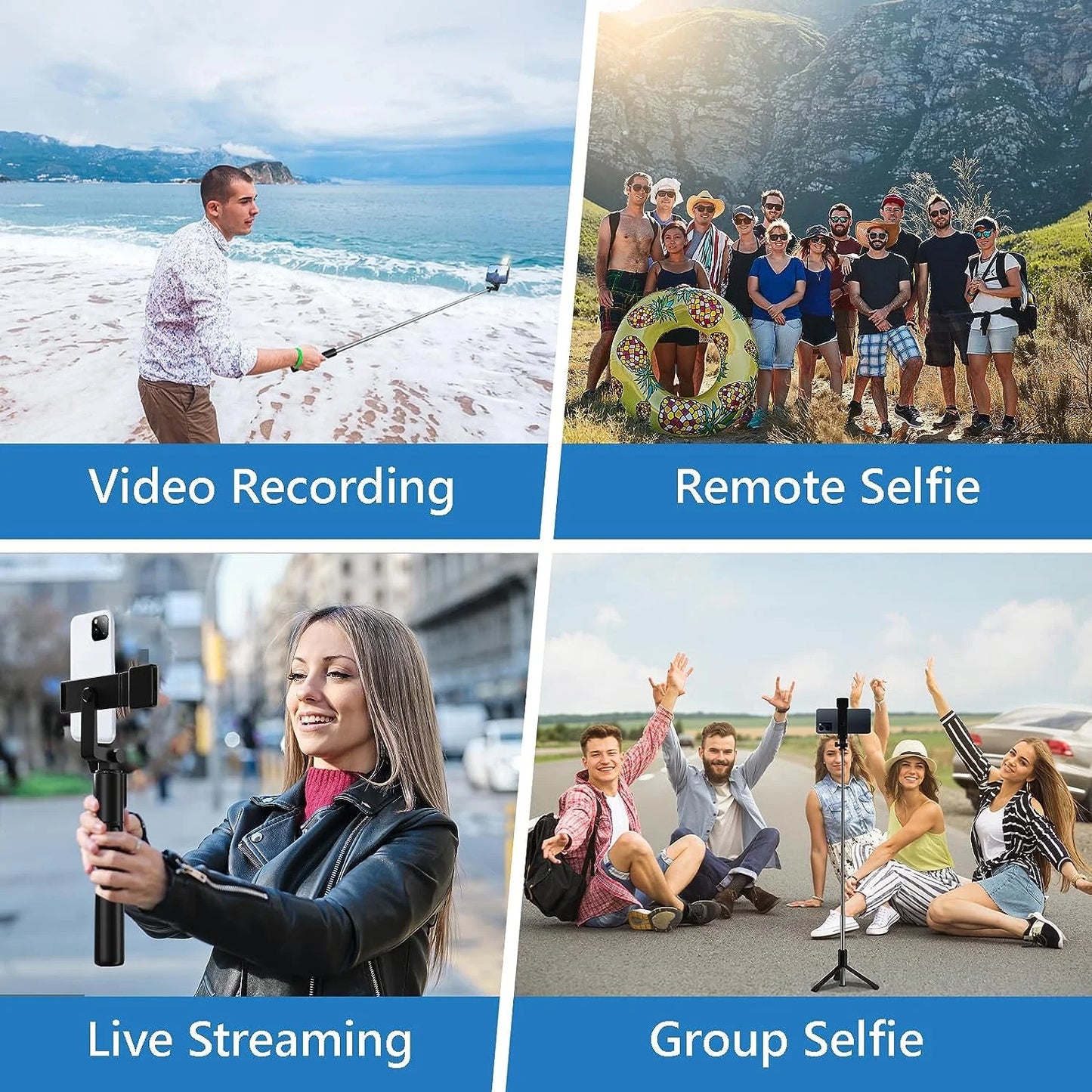 Selfie Stick, 40In Retractable with Remote, 2 Level Fill Light, Selfie Tripod for Iphone Android