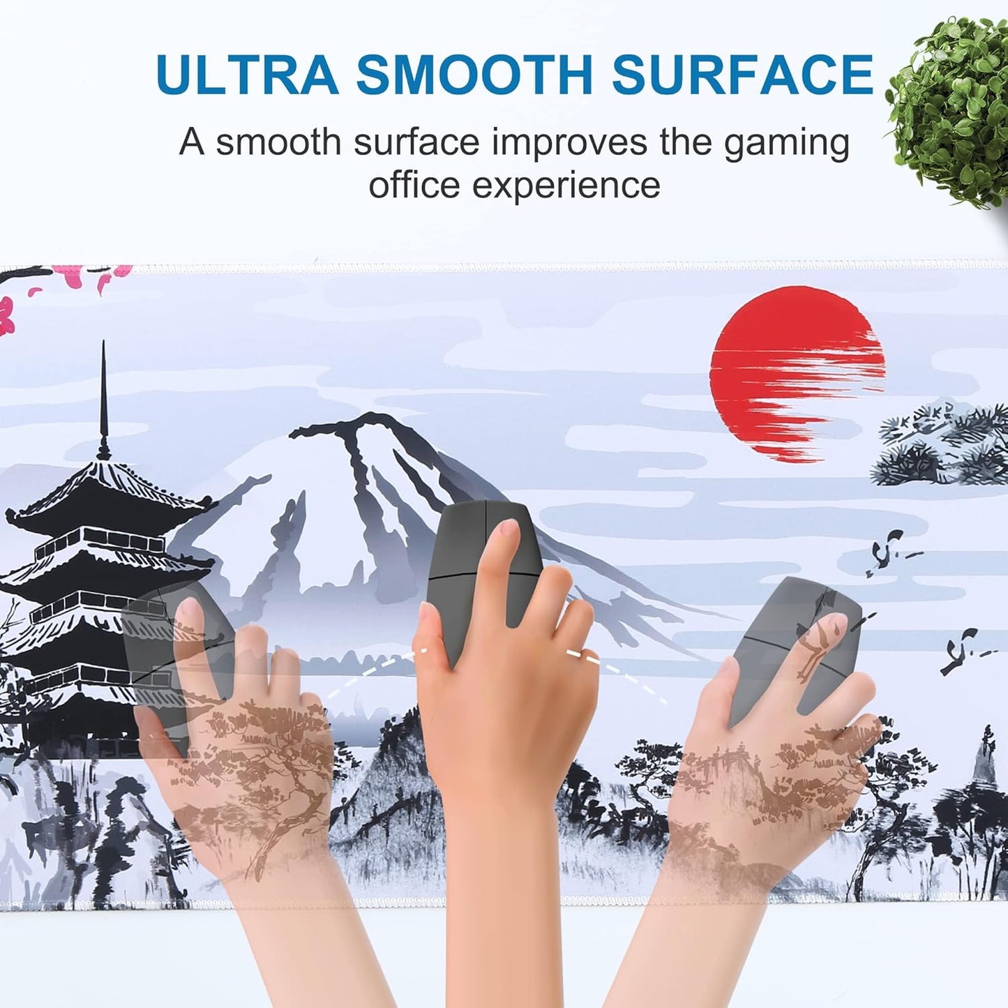 DKFVUA Japanese Cherry Blossom Large Mouse Pad, Desk Mat with Non-Slip Rubber Base Waterproof Keyboard Gaming Mousepad Large Desk Pad for Computers, Laptop,Gaming,Office & Home (31.3X11.8 Inches)