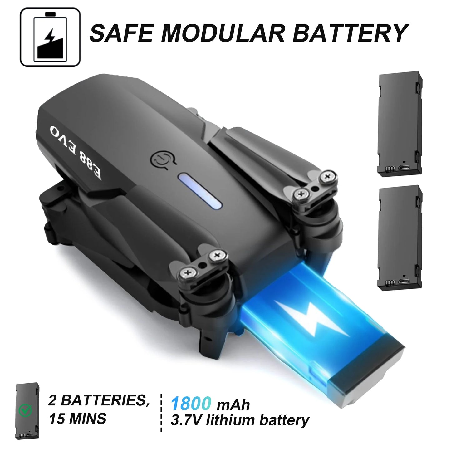 E88 Drone with HD Dual Camera, Mini Drone for Kids, Foldable RC Quadcopter with Brushless Motor, Toys Gifts for Kids and Adults Beginners, Black