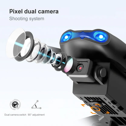 Drone E99Pro HD Dual Camera Quadcopter, Foldable, Altitude Hold, 30 Min Flight, 2 Batteries, Black Case