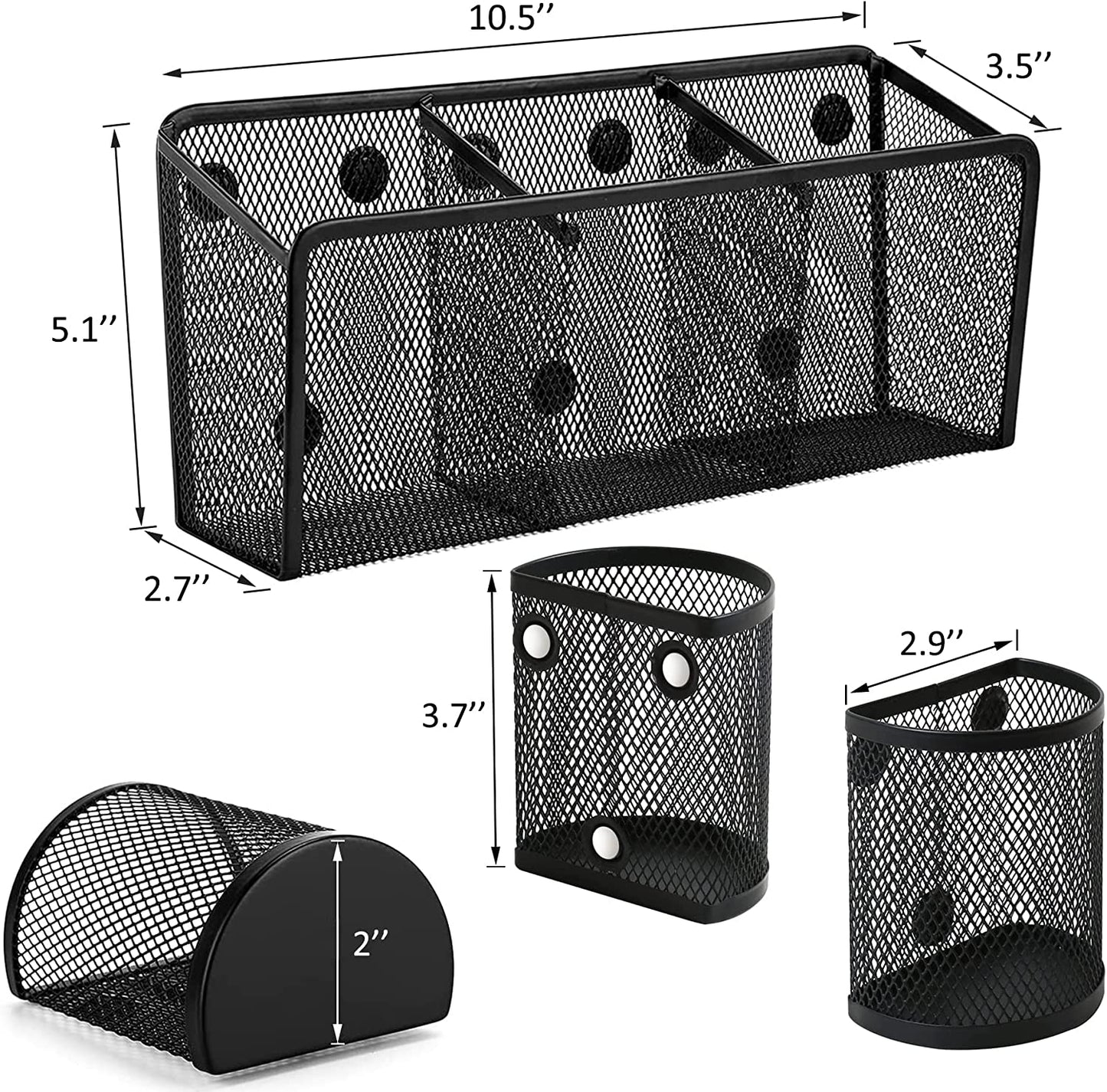 Magnetic Pencil Holder, 4 Pack Magnetic Pen Holder for Refrigerator, Locker Accessories Organizer for Home, School and Office, Black