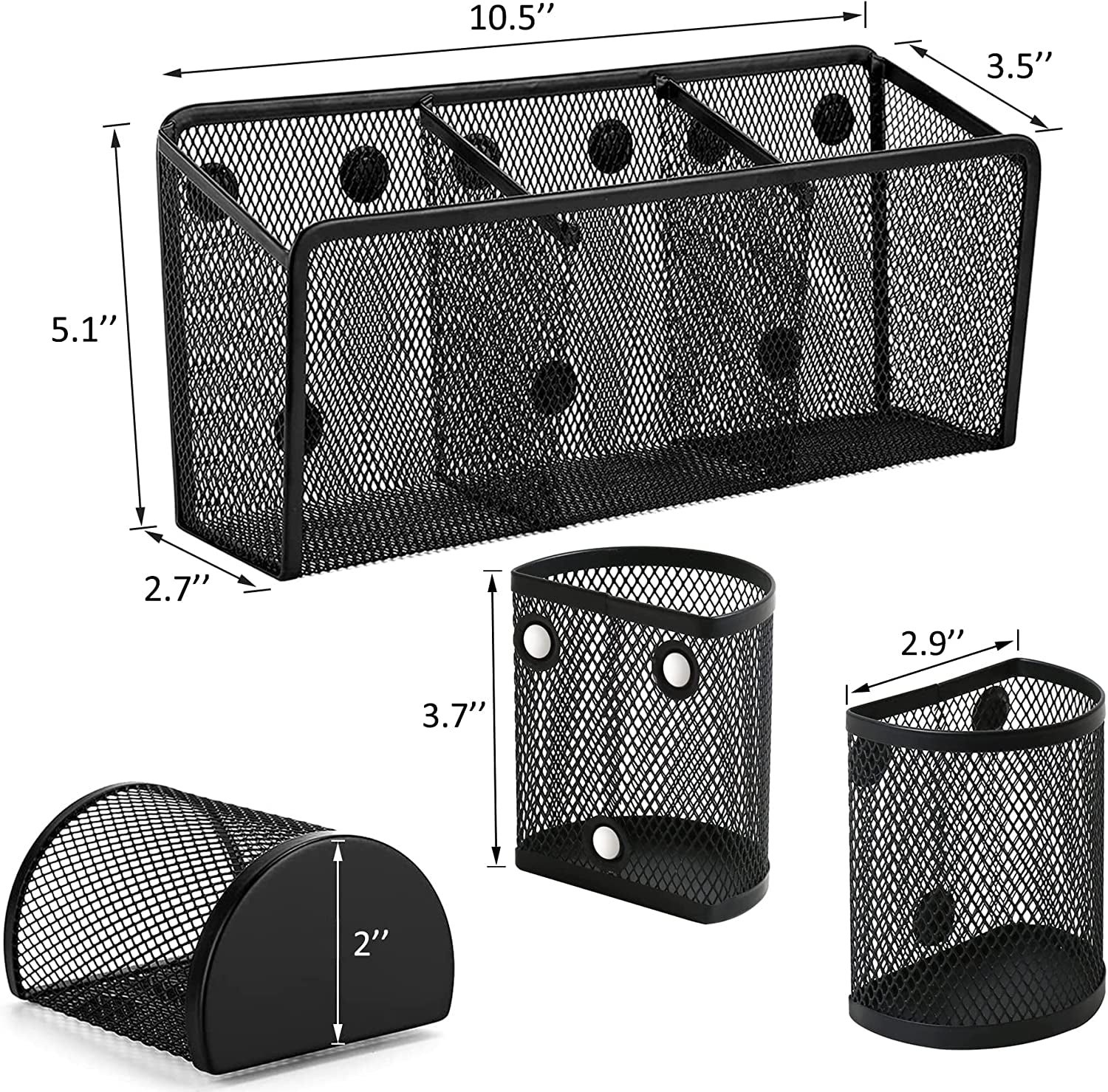 Magnetic Pencil Holder, 4 Pack Magnetic Pen Holder for Refrigerator, Locker Accessories Organizer for Home, School and Office, Black