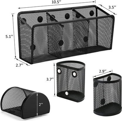 Magnetic Pencil Holder, 4 Pack Magnetic Pen Holder for Refrigerator, Locker Accessories Organizer for Home, School and Office, Black