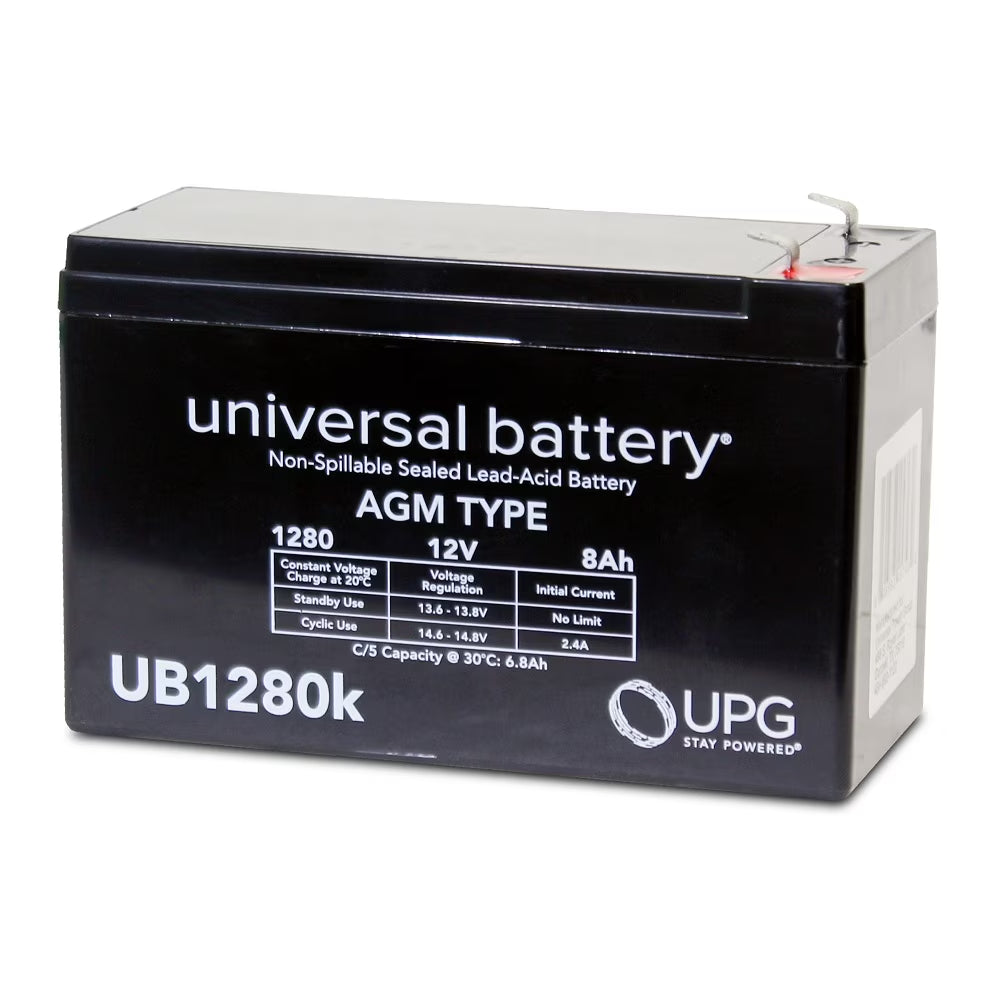 12V Battery - 8Ah F1 AGM Battery - UPG Brand - UB1280 - Rechargeable - for Hunting Game Feeders