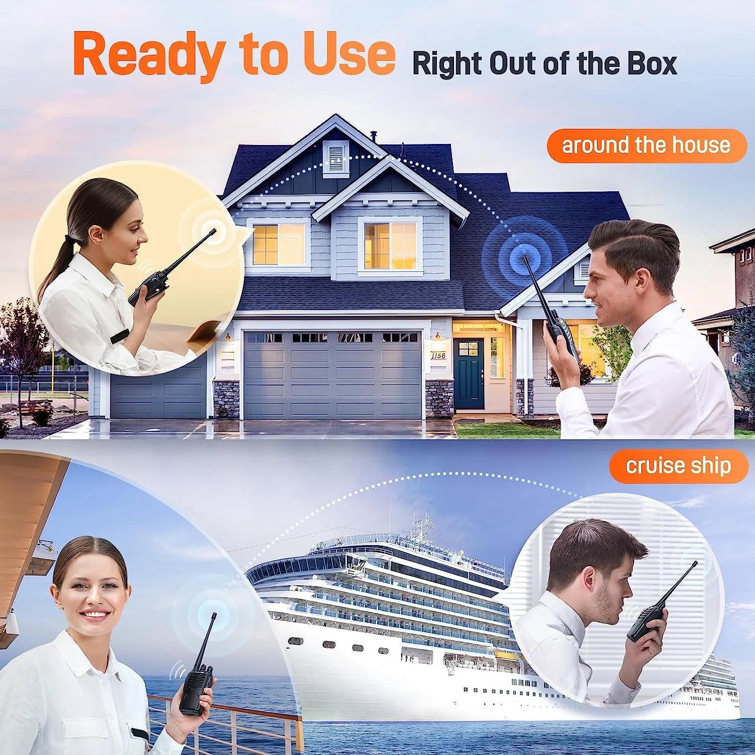 Rechargeable Walkie Talkies Long Range, 2-Way Radios Walkie Talkies for Adults with Earpieces, Walky Talky with Li-Ion Battery Flashlight and Charger(2 Pack)