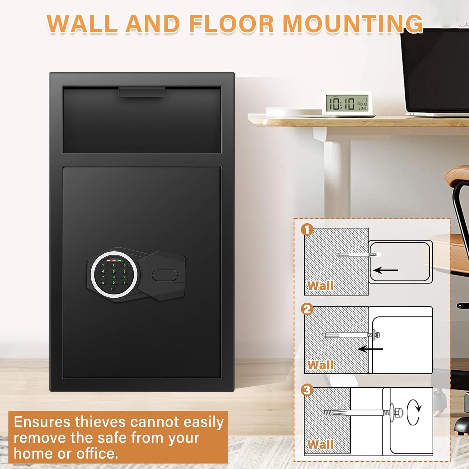 2.2 Cubic Drop Slot Safes for Money Jewelry, Drop Safe for Business with Combination Lock and Key