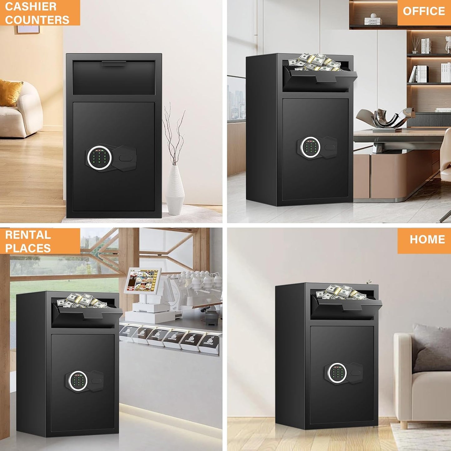 2.2 Cubic Drop Slot Safes for Money Jewelry, Drop Safe for Business with Combination Lock and Key