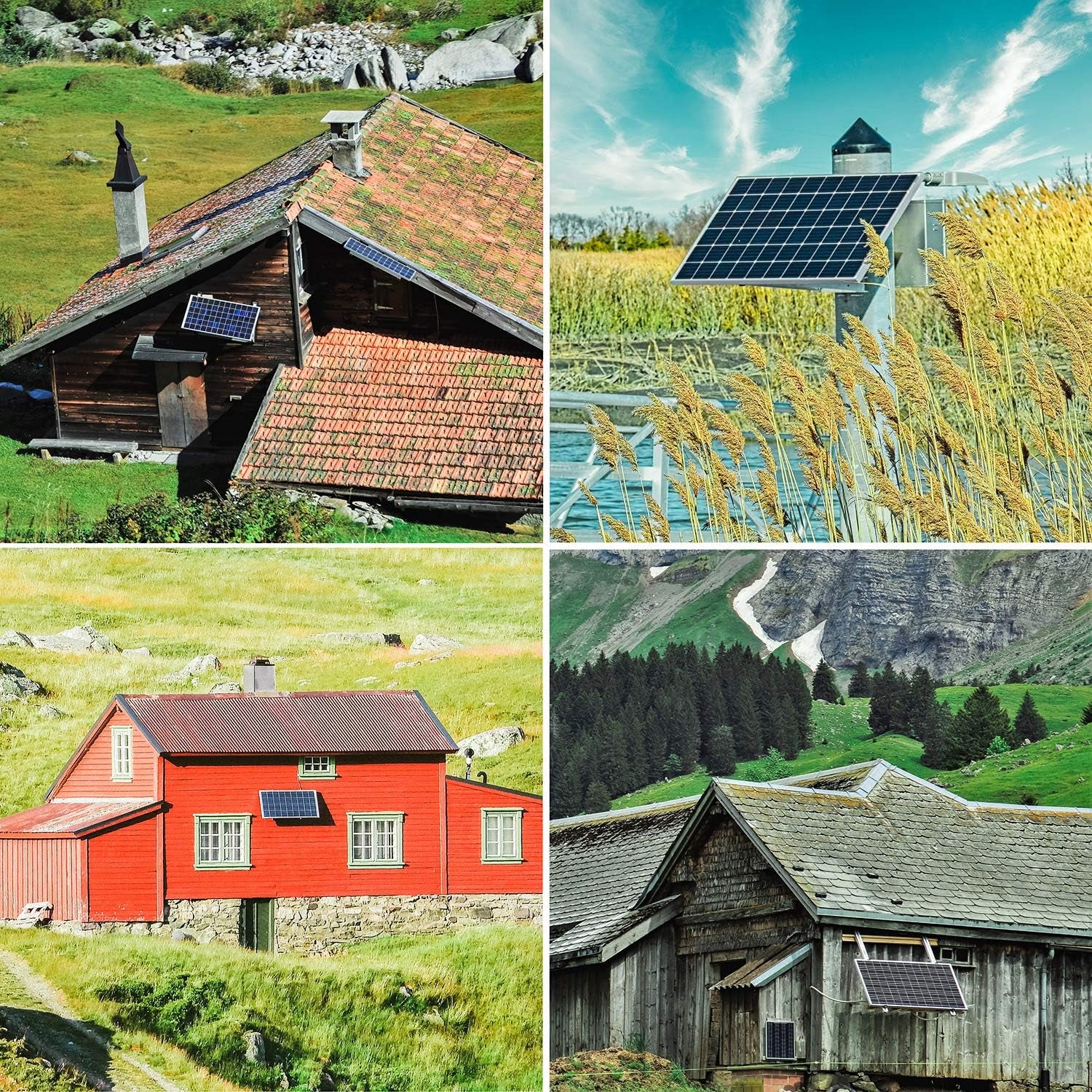 Solar Panel Kit 20W 12V Monocrystalline with 10A Solar Charge Controller + Extension Cable with Battery Clips O-Ring Terminal for RV Marine Boat off Grid System