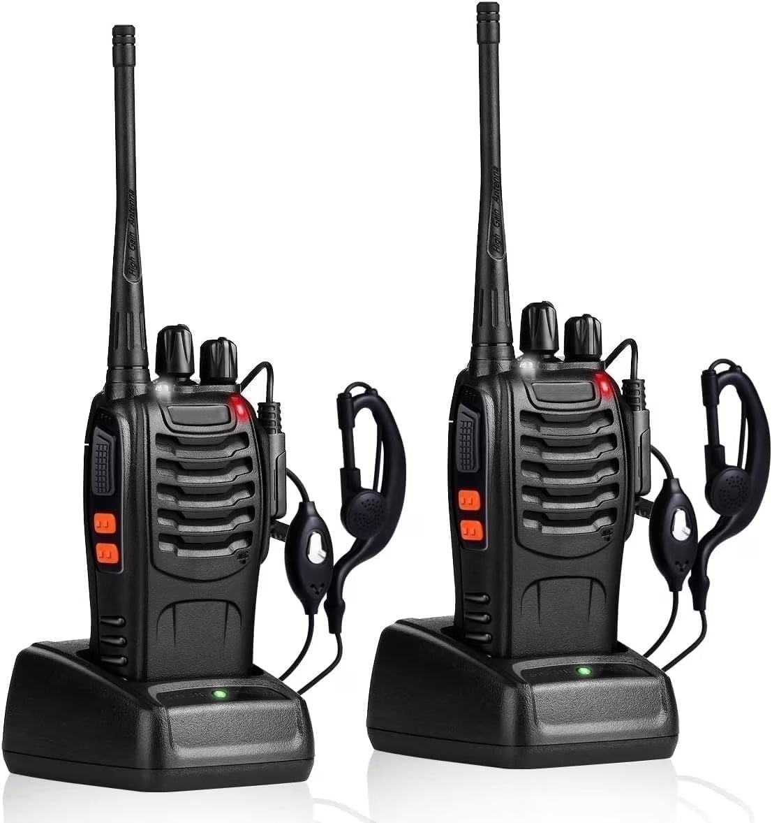 Rechargeable Walkie Talkies Long Range, 2-Way Radios Walkie Talkies for Adults with Earpieces, Walky Talky with Li-Ion Battery Flashlight and Charger(2 Pack)