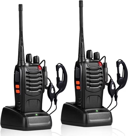 Rechargeable Walkie Talkies Long Range, 2-Way Radios Walkie Talkies for Adults with Earpieces, Walky Talky with Li-Ion Battery Flashlight and Charger(2 Pack)