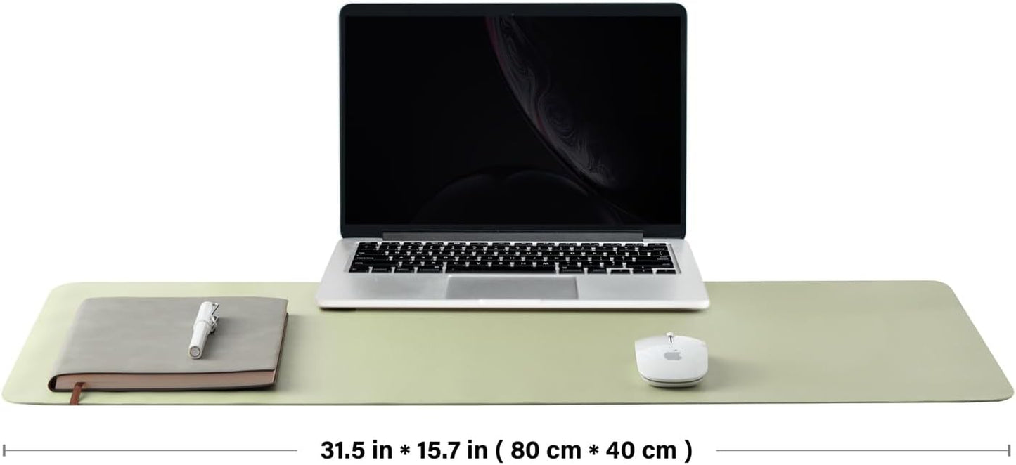 Cork Desk Mat - Dual-Sided Desk Pad for Office and Home - Desk Organization and Accessories - Ideal for Large Mouse Pad and Desk Mats on Top of Desks(Light Green,80Cmx 40Cm)