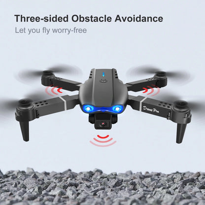 Drone E99Pro HD Dual Camera Quadcopter, Foldable, Altitude Hold, 30 Min Flight, 2 Batteries, Black Case