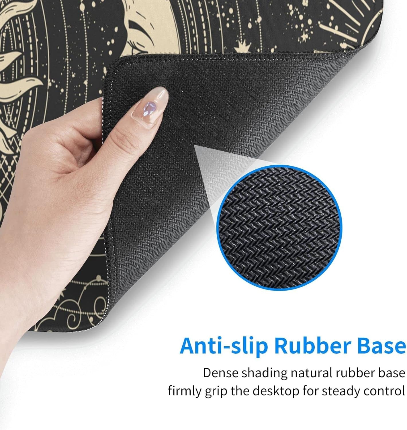 Japanese Ocean Waves Gaming Mouse Pad XL, Non Slip Rubber Base Mousepad, Stitched Edges Desk Pad, Extended Large Mice Pad,31.5 X 11.8 Inch (Astrology Moon Sun)