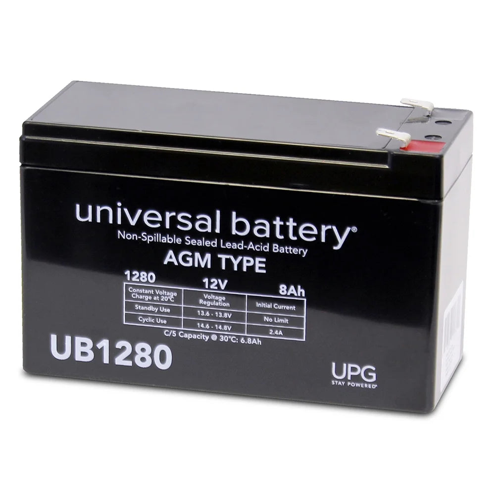 12V Battery - 8Ah F1 AGM Battery - UPG Brand - UB1280 - Rechargeable - for Hunting Game Feeders
