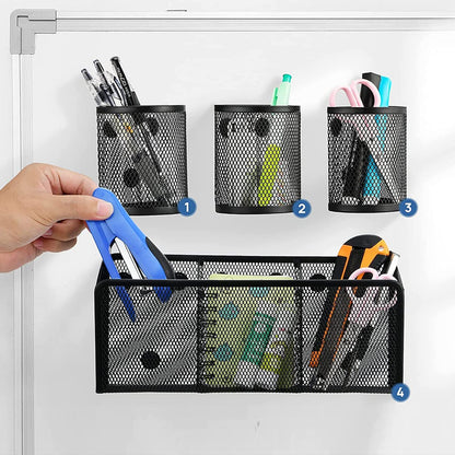 Magnetic Pencil Holder, 4 Pack Magnetic Pen Holder for Refrigerator, Locker Accessories Organizer for Home, School and Office, Black