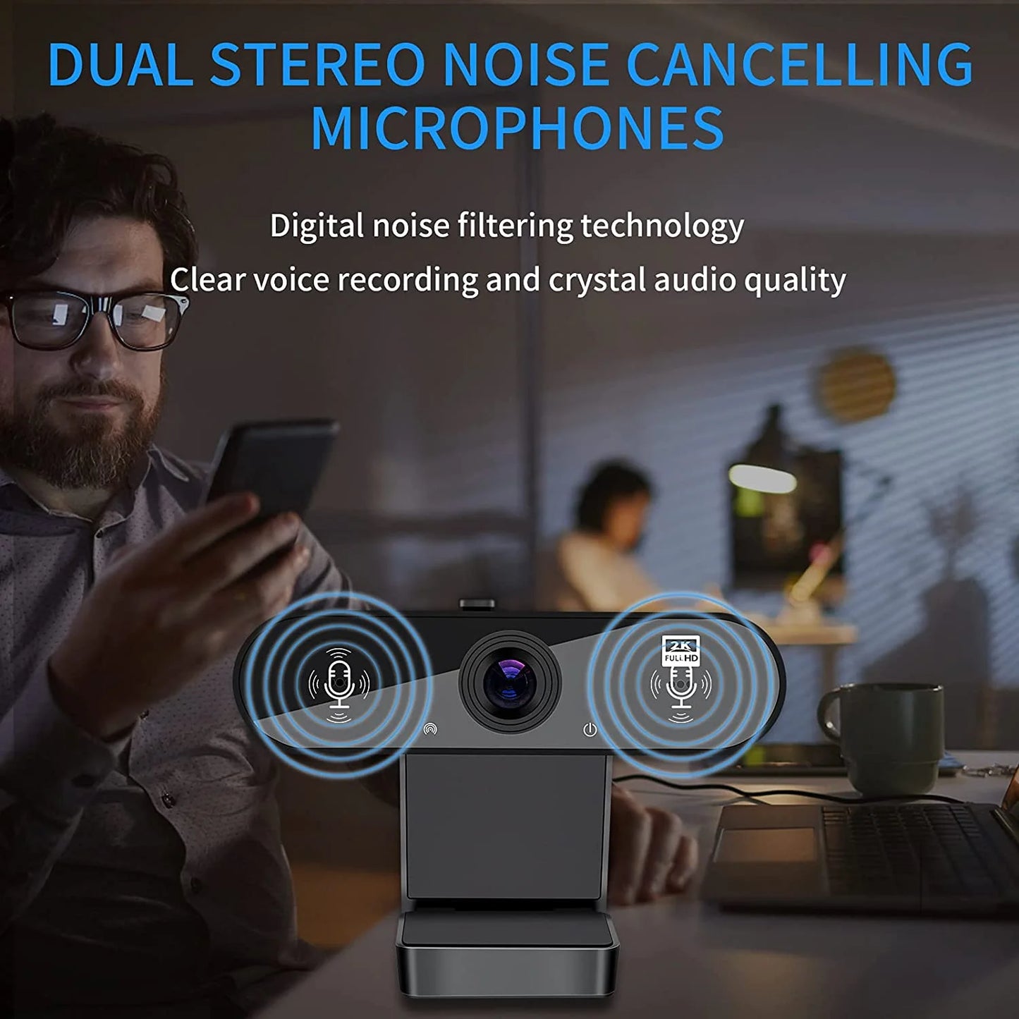 Webcam HD 1080P Web Camera, USB PC Computer Webcam with Microphone, Laptop Desktop Full HD Camera Video Webcam 360 Degree Widescreen, Pro Streaming Webcam for Recording, Calling, Conferencing, Gaming