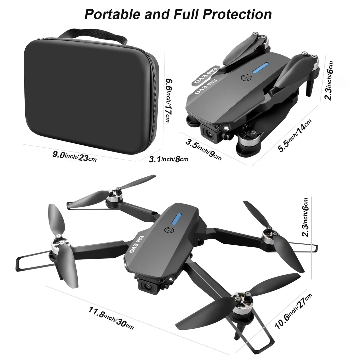 E88 Drone with HD Dual Camera, Mini Drone for Kids, Foldable RC Quadcopter with Brushless Motor, Toys Gifts for Kids and Adults Beginners, Black