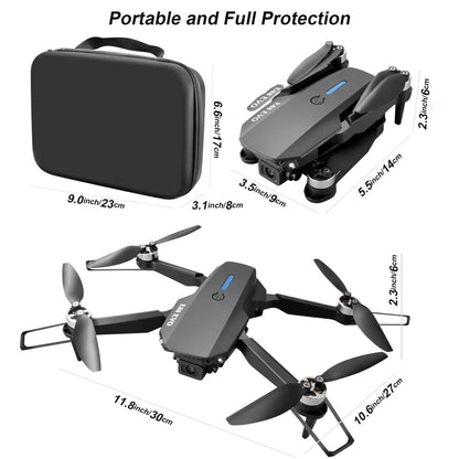E88 Drone with HD Dual Camera, Mini Drone for Kids, Foldable RC Quadcopter with Brushless Motor, Toys Gifts for Kids and Adults Beginners, Black