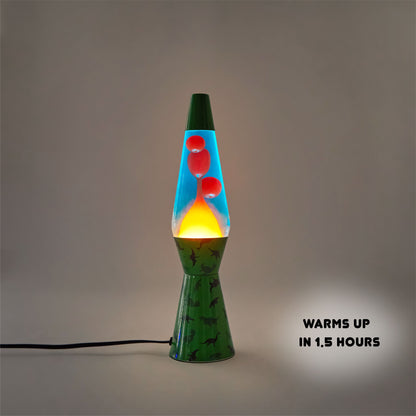 16" Dinosaur Lava Motion Volcano Lamp, Orange Wax in Blue Liquid