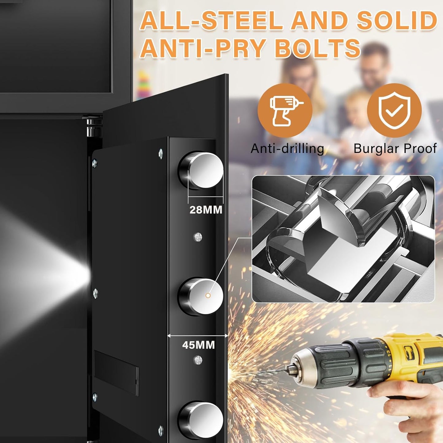 2.2 Cubic Drop Slot Safes for Money Jewelry, Drop Safe for Business with Combination Lock and Key