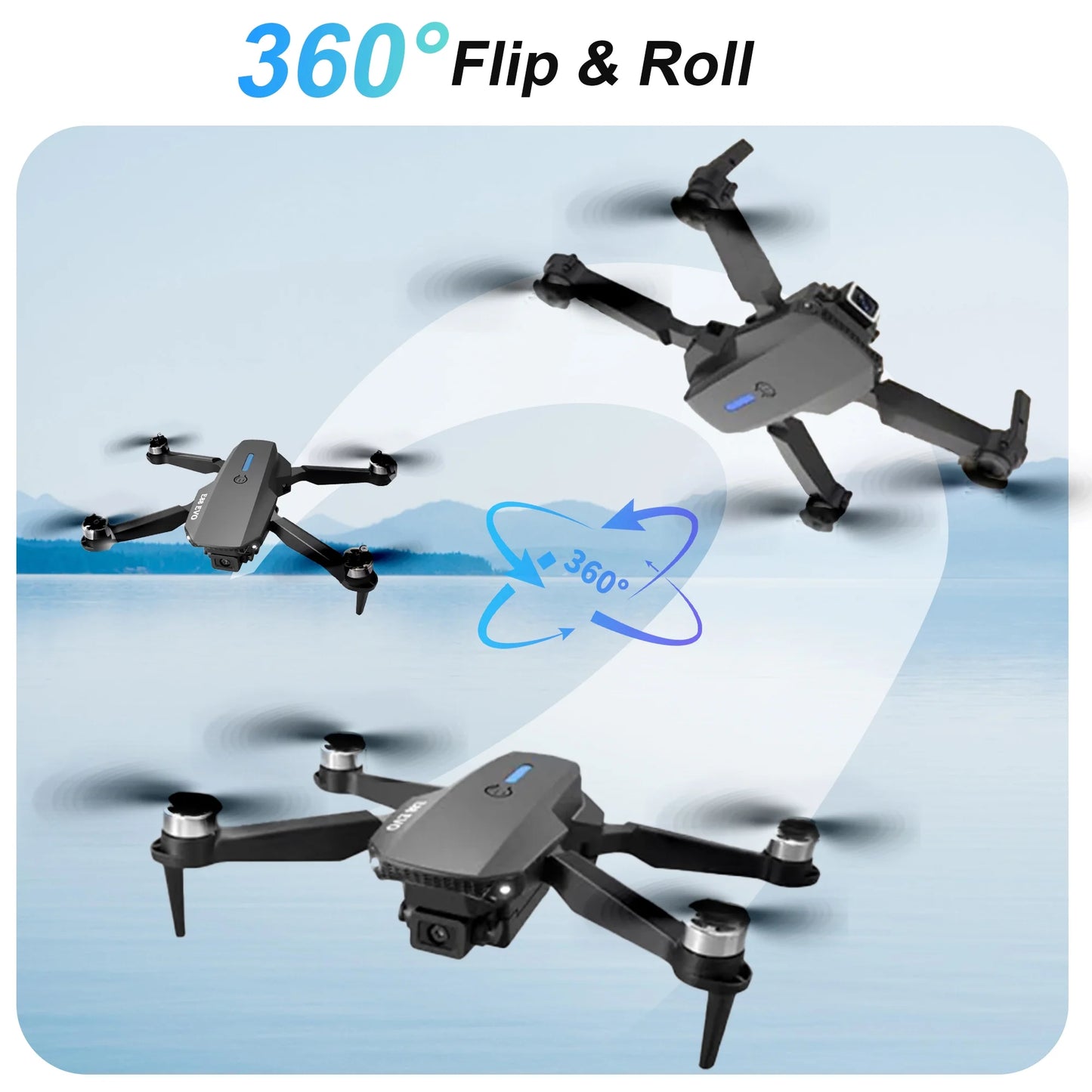 E88 Drone with HD Dual Camera, Mini Drone for Kids, Foldable RC Quadcopter with Brushless Motor, Toys Gifts for Kids and Adults Beginners, Black