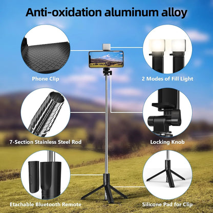 Selfie Stick, 40In Retractable  with Remote, 2 Level Fill Light, Selfie Tripod for Iphone Android