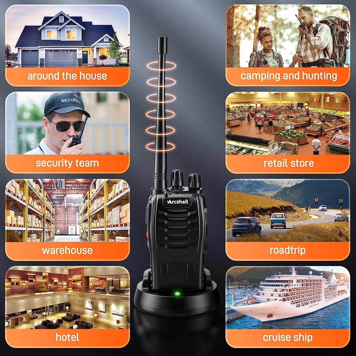 Rechargeable Walkie Talkies Long Range, 2-Way Radios Walkie Talkies for Adults with Earpieces, Walky Talky with Li-Ion Battery Flashlight and Charger(2 Pack)