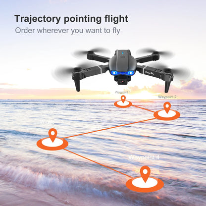Drone E99Pro HD Dual Camera Quadcopter, Foldable, Altitude Hold, 30 Min Flight, 2 Batteries, Black Case